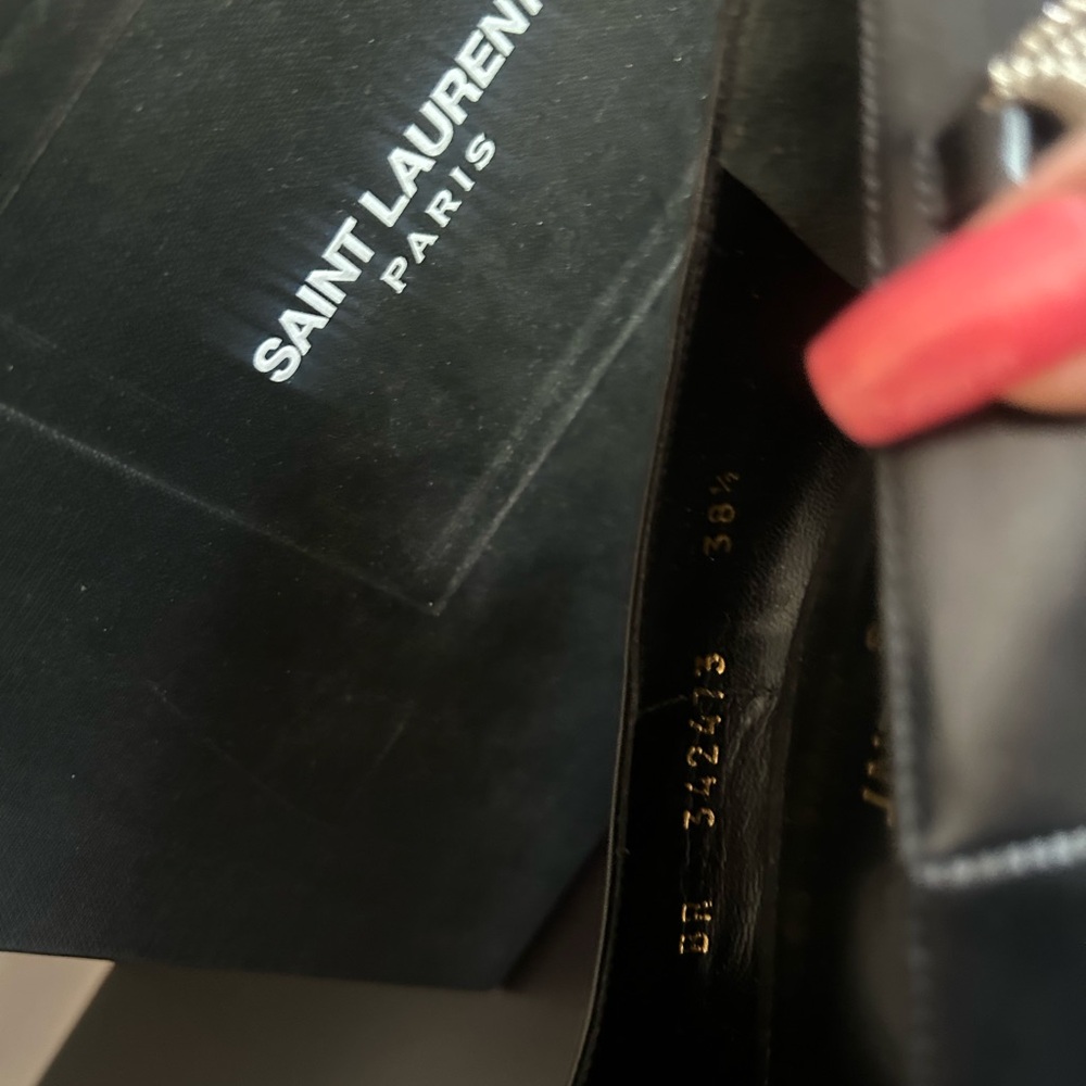 SAINT LAURENT Janis Chain Leather Platform Pumps size Italy 38.5 /8.5 - Picture 7 of 10